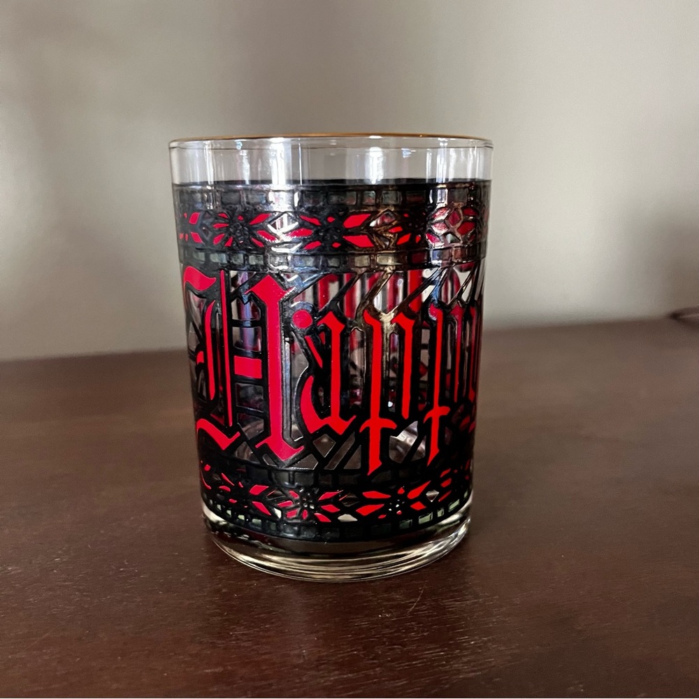 Houze Happy Holiday Stained Glass Look Double Old Fashioned Cocktail Glass